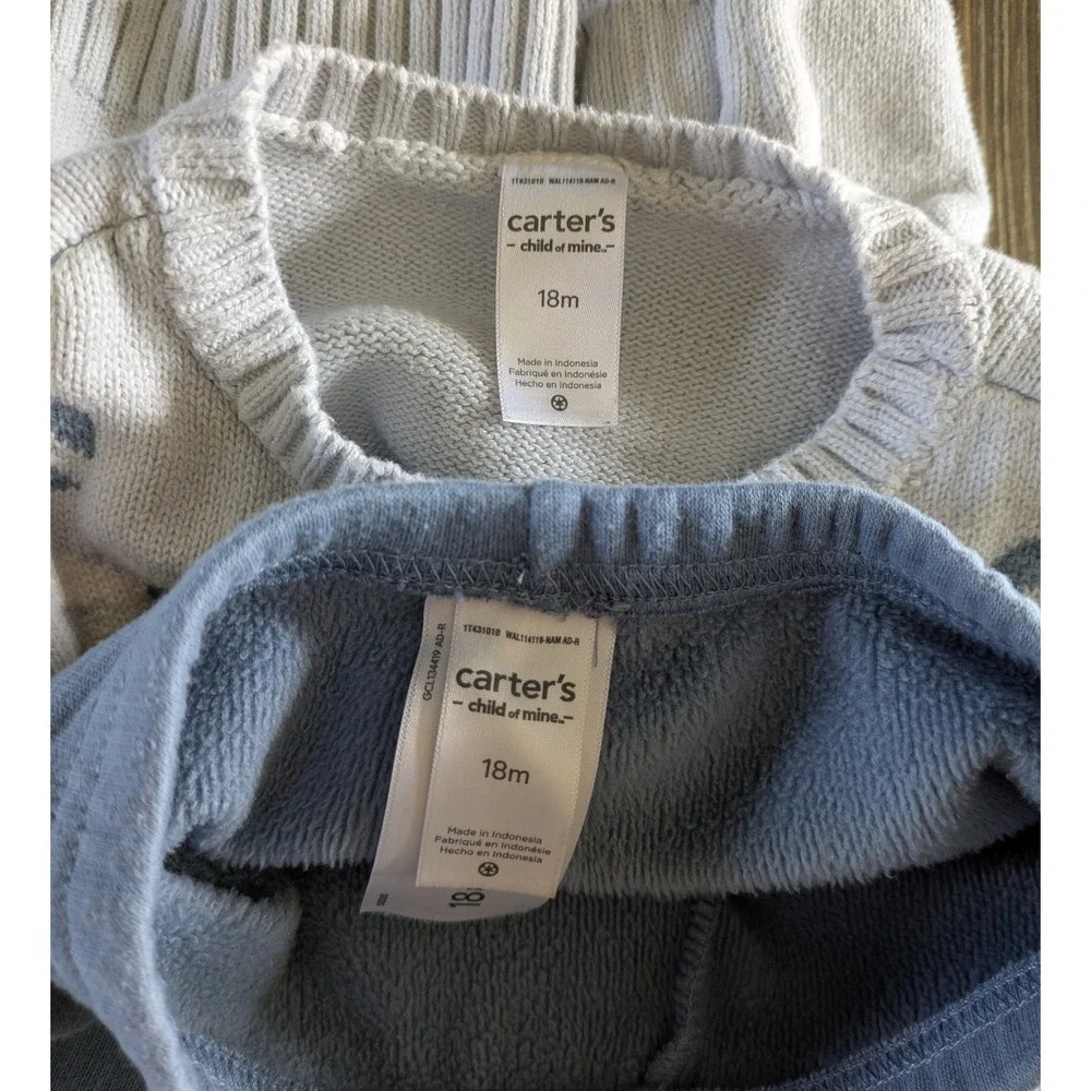 Carter's Child Of Mine Baby Girl Blue 2 Piece Sweater & Sweatpants Set 18 Months